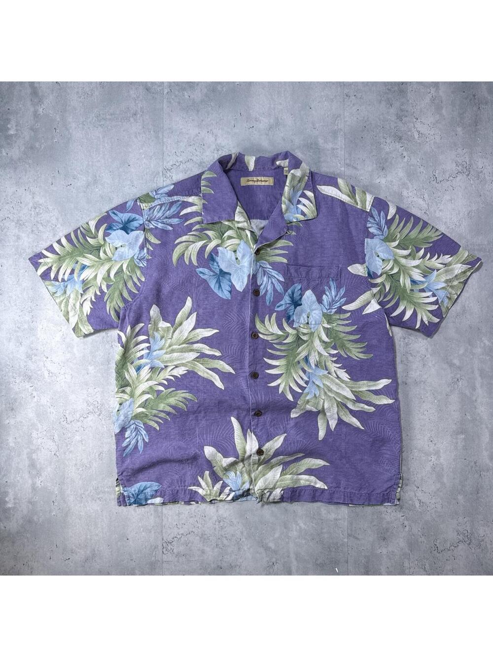 Y2K Tommy Bahama 00s Silk purple Hawaii button up shirt
